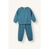 Defacto H5617A5BE536 Mavi %100 Pamuk Uzun Kollu Sweatshirt Elastik Belli Eşofman Altlı 2li Takım Erkek Bebek