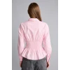 Defacto H0347AXPN693 Pembe %100 Pamuk Fıtted Çizgili Poplin Uzun Kollu Gömlek