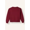Defacto I3382A8BR239 Bordo Relax Fit Bisiklet Yaka Düşük Omuzlu Baskılı Sweatshirt Kız Çocuk