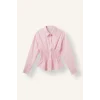 Defacto H0347AXPN693 Pembe %100 Pamuk Fıtted Çizgili Poplin Uzun Kollu Gömlek