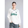 Defacto I3022AXWT32 Beyaz Harry Potter Baskılı Reglan Kollu Oversize V Yaka Kalın Sweatshirt
