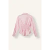 Defacto H0347AXPN693 Pembe %100 Pamuk Fıtted Çizgili Poplin Uzun Kollu Gömlek