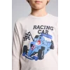 Defacto I1179A8BG114 Bej Uzun Kollu Baskılı Pijama Üstü Esnek Belli Desenli Uzun Pijama Altı 2li Pijama Takımı Erkek Çocuk