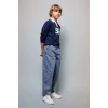 Defacto H9832A8NV241 Lacivert Oversıze Gömlek Yaka Kolej Baskılı Lacivert Sweatshirt Erkek Çocuk