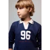 Defacto H9832A8NV241 Lacivert Oversıze Gömlek Yaka Kolej Baskılı Lacivert Sweatshirt Erkek Çocuk