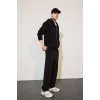 Defacto D7599AXBK81 Siyah Relax Fıt Kapüşonlu İçi Yumuşak Tüylü Kalın Kumaş Fermuarlı Sweatshirt