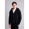 Defacto D7599AXBK81 Siyah Relax Fıt Kapüşonlu İçi Yumuşak Tüylü Kalın Kumaş Fermuarlı Sweatshirt