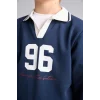 Defacto H9832A8NV241 Lacivert Oversıze Gömlek Yaka Kolej Baskılı Lacivert Sweatshirt Erkek Çocuk