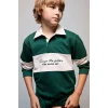 Defacto H9808A8GN671 Yeşil Oversize Gömlek Yaka Renk Bloklu Baskılı Sweatshirt Erkek Çocuk