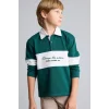 Defacto H9808A8GN671 Yeşil Oversize Gömlek Yaka Renk Bloklu Baskılı Sweatshirt Erkek Çocuk