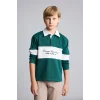 Defacto H9808A8GN671 Yeşil Oversize Gömlek Yaka Renk Bloklu Baskılı Sweatshirt Erkek Çocuk
