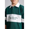 Defacto H9808A8GN671 Yeşil Oversize Gömlek Yaka Renk Bloklu Baskılı Sweatshirt Erkek Çocuk
