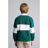 Defacto H9808A8GN671 Yeşil Oversize Gömlek Yaka Renk Bloklu Baskılı Sweatshirt Erkek Çocuk