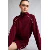 Defacto H2046AXBR115 Bordo Ultra Yumuşak Standart Fıt Dik Yaka Fermuarlı Spor Hırka