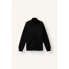 Defacto E1367AXBK81 Siyah Boxy Fit Dik Yaka Baskılı İçi Yumuşak Tüylü Cepli Fermuarlı Sweatshirt Hırka