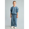 Defacto H9683A8BE739 Mavi Bisiklet Yaka Efekt Nakışlı Sweatshirt Erkek Çocuk