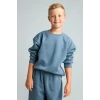 Defacto H9683A8BE739 Mavi Bisiklet Yaka Efekt Nakışlı Sweatshirt Erkek Çocuk