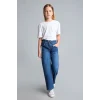 Defacto H6242A8NM28 Mavi Beli Lastikli Wide Leg Jean Pantolon Kız Çocuk