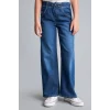Defacto H6242A8NM28 Mavi Beli Lastikli Wide Leg Jean Pantolon Kız Çocuk