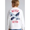Defacto I0114A8ER105 Ekru Oversize Bisiklet Yaka Sırt Baskılı İçi Yumuşak Tüylü Sweatshirt Erkek Çocuk