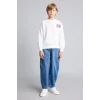 Defacto I0114A8ER105 Ekru Oversize Bisiklet Yaka Sırt Baskılı İçi Yumuşak Tüylü Sweatshirt Erkek Çocuk