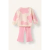 Defacto I2162A5ER233 Ekru %100 Pamuk Miffy Baskılı Sweatshirt Üst İspanyol Paça Pantolon Alt 2li Takım Kız Bebek