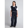 Defacto H9671A8NV253 Lacivert Düz Paça Pilili Pantolon Kız Çocuk