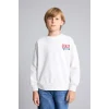 Defacto I0114A8ER105 Ekru Oversize Bisiklet Yaka Sırt Baskılı İçi Yumuşak Tüylü Sweatshirt Erkek Çocuk