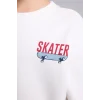Defacto I0114A8ER105 Ekru Oversize Bisiklet Yaka Sırt Baskılı İçi Yumuşak Tüylü Sweatshirt Erkek Çocuk