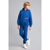 Defacto H9682A8BE842 Mavi Regular Fit Kapüşonlu Baskılı Kanguru Cepli Kalın Kumaş Sweatshirt Erkek Çocuk