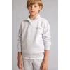 Defacto H9689A8GR400 Gri Regular Fit Yarım Fermuarlı Dik Yaka İçi Yumuşak Tüylü Yazı İşlemeli Sweatshirt Erkek Çocuk