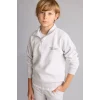 Defacto H9689A8GR400 Gri Regular Fit Yarım Fermuarlı Dik Yaka İçi Yumuşak Tüylü Yazı İşlemeli Sweatshirt Erkek Çocuk