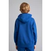 Defacto H9682A8BE842 Mavi Regular Fit Kapüşonlu Baskılı Kanguru Cepli Kalın Kumaş Sweatshirt Erkek Çocuk