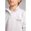 Defacto H9689A8GR400 Gri Regular Fit Yarım Fermuarlı Dik Yaka İçi Yumuşak Tüylü Yazı İşlemeli Sweatshirt Erkek Çocuk