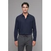 Defacto H5254AXNV253 Lacivert Regular Fit Polo Yaka Modal Uzun Kollu Gömlek