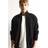 Defacto F0106AXBK81 Siyah Nefes Alabilen Boxy Fit Fermuarlı Dik Yaka Sweatshirt