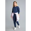 Defacto Y1226A6NV241 Lacivert Jogger Fıt Esnek Belli Cepli Eşofman Altı Kız Çocuk