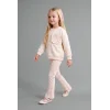 Defacto I3840A5ER233 Ekru Bisiklet Yaka Sweatshirt Üst İspanyol Paça Tayt Alt 2li Takım Kız Bebek