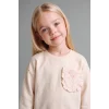 Defacto I3840A5ER233 Ekru Bisiklet Yaka Sweatshirt Üst İspanyol Paça Tayt Alt 2li Takım Kız Bebek