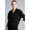 Defacto H4537AXBK81 Siyah Ultra Yumuşak Standart Fit Yarım Fermuarlı Biyeli Dik Yaka Modal Sporcu Basic Sweatshirt