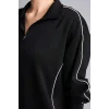 Defacto H4537AXBK81 Siyah Ultra Yumuşak Standart Fit Yarım Fermuarlı Biyeli Dik Yaka Modal Sporcu Basic Sweatshirt