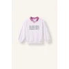 Defacto I3837A8WT34 Beyaz Relax Fit Kontrast Polo Yaka Baskılı Sweatshirt Kız Çocuk
