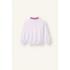Defacto I3837A8WT34 Beyaz Relax Fit Kontrast Polo Yaka Baskılı Sweatshirt Kız Çocuk