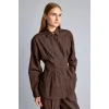 Defacto G8610AXBN338 Kahve %100 Pamuk Fıtted Poplin Gömlek
