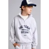 Defacto H9892A8GR400 Gri Regular Fıt Uzun Kollu Dik Yaka Pamuklu Baskılı Sweatshirt Erkek Çocuk