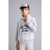 Defacto H9892A8GR400 Gri Regular Fıt Uzun Kollu Dik Yaka Pamuklu Baskılı Sweatshirt Erkek Çocuk