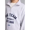 Defacto H9892A8GR400 Gri Regular Fıt Uzun Kollu Dik Yaka Pamuklu Baskılı Sweatshirt Erkek Çocuk