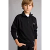 Defacto H9689A8BK81 Siyah Regular Fit Yarım Fermuarlı Dik Yaka İçi Yumuşak Tüylü Yazı İşlemeli Sweatshirt Erkek Çocuk
