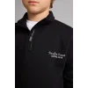 Defacto H9689A8BK81 Siyah Regular Fit Yarım Fermuarlı Dik Yaka İçi Yumuşak Tüylü Yazı İşlemeli Sweatshirt Erkek Çocuk