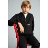 Defacto H9681A8BK81 Siyah Baskılı Kapüşonlu Fermuarlı Cepli Sweatshirt Hırka Erkek Çocuk
